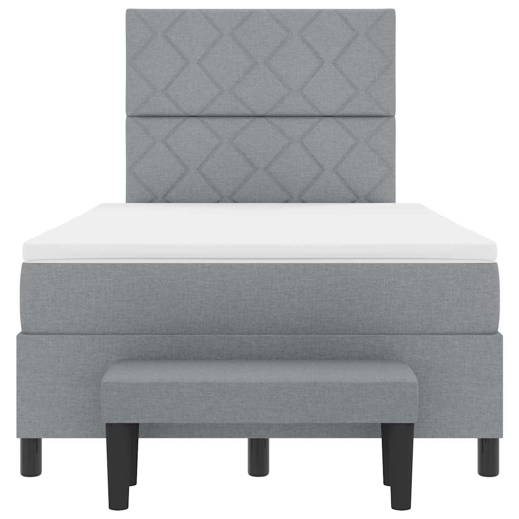 Bäddfjäder Ljusgrå 120 x 200 cm tyg & Konstruerat trä