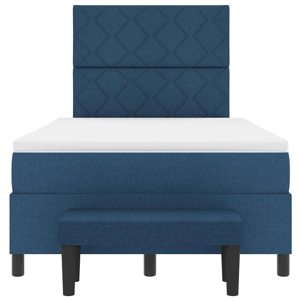 Bäddfjäder med madrass Blå 120 x 200 cm tyg & Konstruerat trä