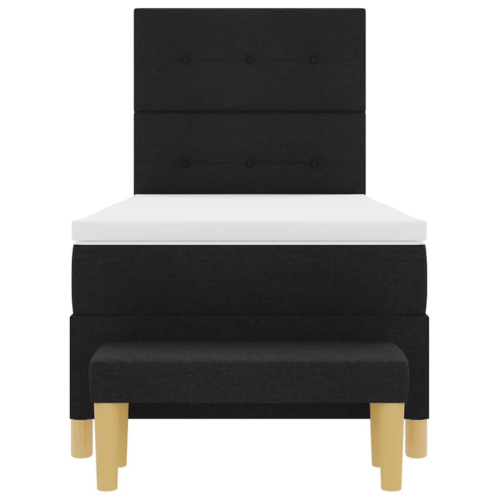 Bäddfjäder med madrass med huvudgavel Svart 100 x 200 cm tyg