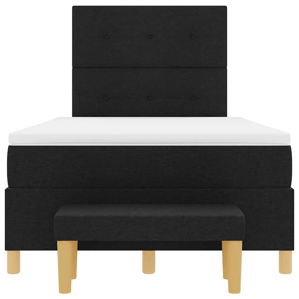 Bäddfjäder med madrass med huvudgavel Svart 120 x 190 cm tyg