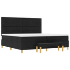 Bäddfjäder med madrass med huvudgavel Svart 200 x 200 cm tyg