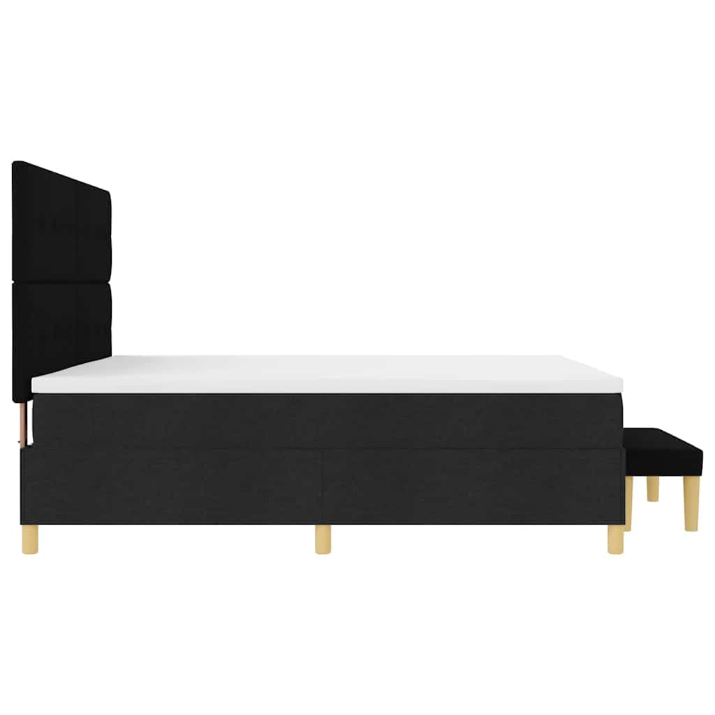 Bäddfjäder med madrass med huvudgavel Svart 200 x 200 cm tyg