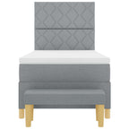 Bäddfjäder med madrass med huvudgavel Ljusgrå 100 x 200 cm tyg