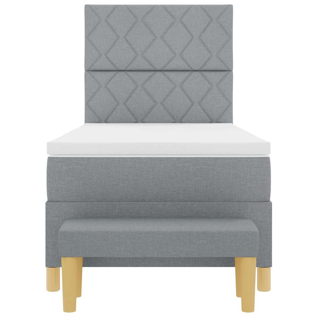 Bäddfjäder med madrass med huvudgavel Ljusgrå 100 x 200 cm tyg