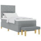 Bäddfjäder med madrass med huvudgavel Ljusgrå 100 x 200 cm tyg