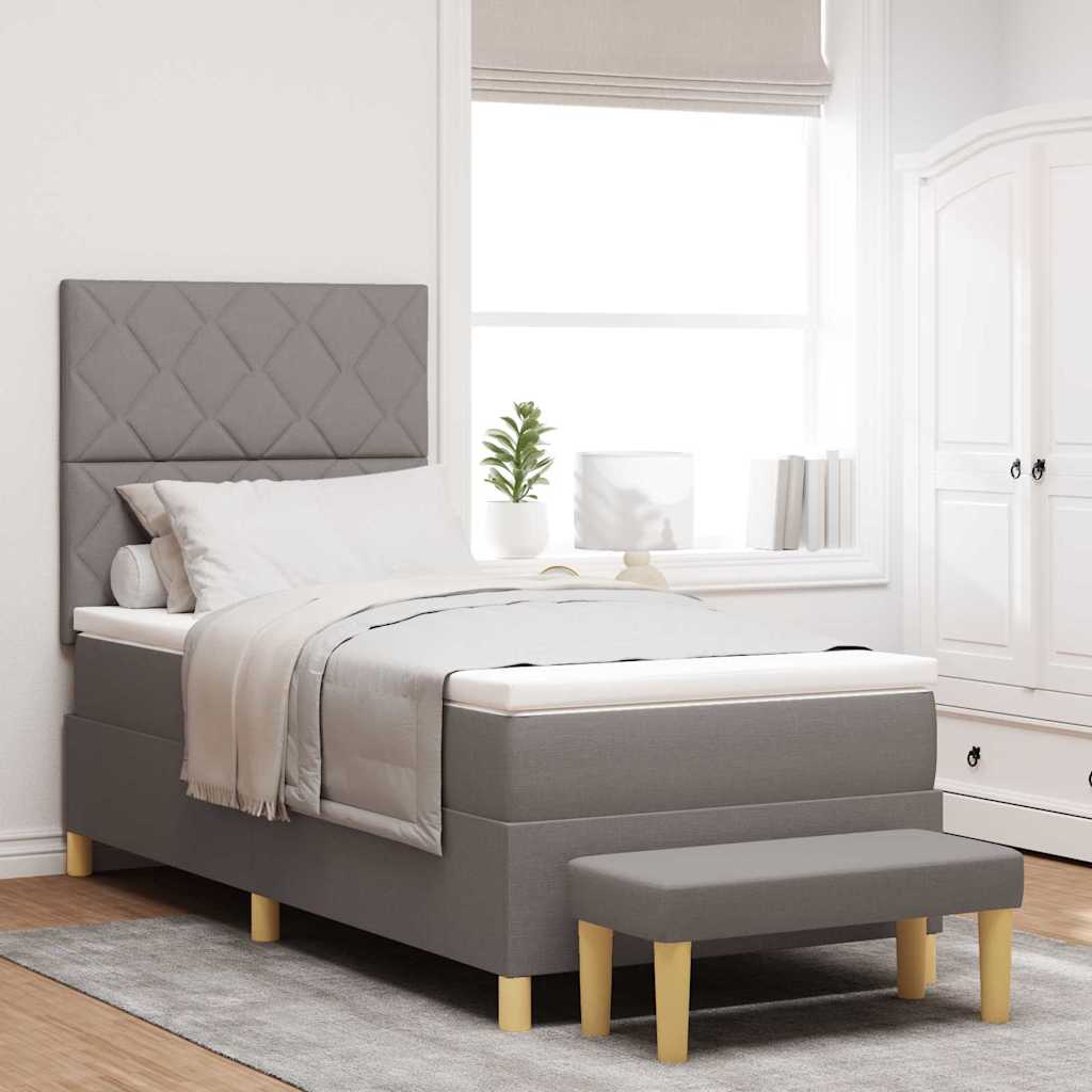 Bäddfjäder med madrass med huvudgavel Taupe 100 x 200 cm tyg