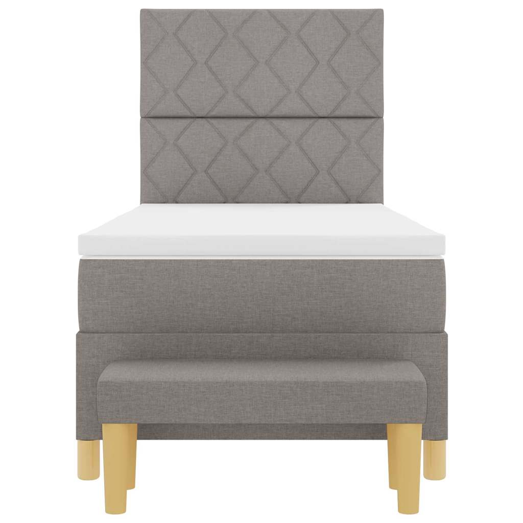 Bäddfjäder med madrass med huvudgavel Taupe 100 x 200 cm tyg