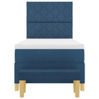 Bäddfjäder med madrass med huvudgavel Blå 100 x 200 cm tyg