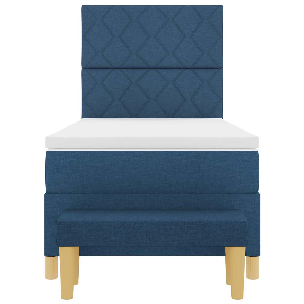 Bäddfjäder med madrass med huvudgavel Blå 100 x 200 cm tyg