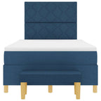 Bäddfjäder med madrass med huvudgavel Blå 120 x 190 cm tyg