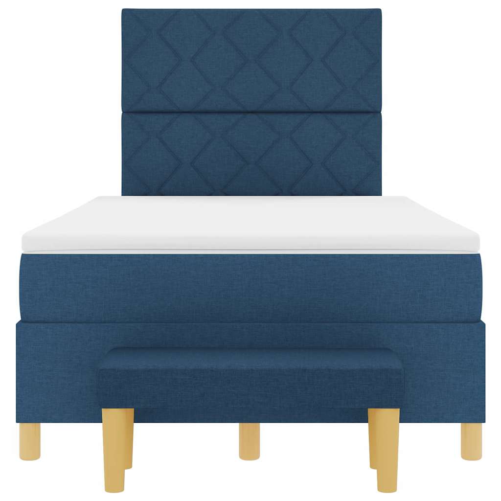 Bäddfjäder med madrass med huvudgavel Blå 120 x 190 cm tyg