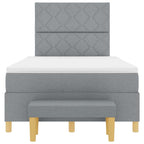 Bäddfjäder med madrass med huvudgavel Ljusgrå 120 x 200 cm tyg