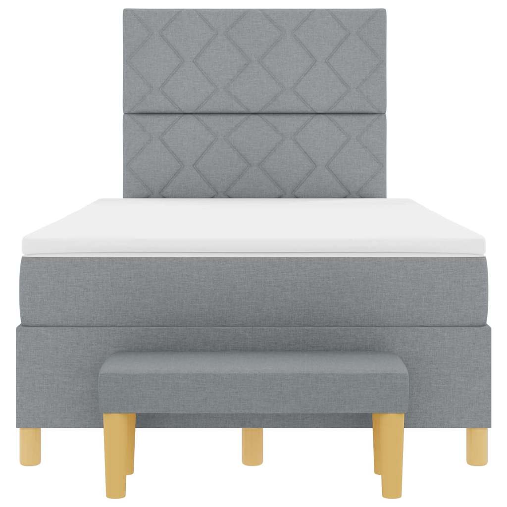 Bäddfjäder med madrass med huvudgavel Ljusgrå 120 x 200 cm tyg