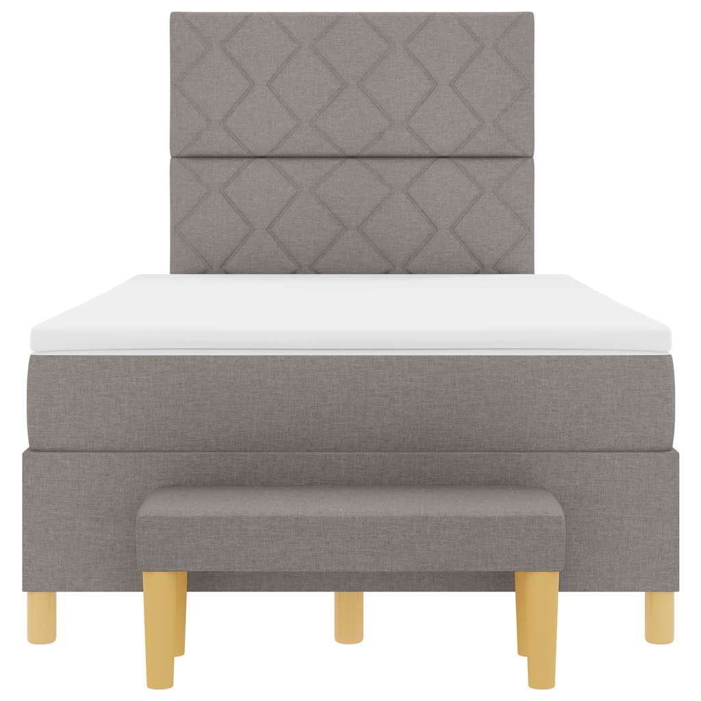 Bäddfjäder med madrass med huvudgavel Taupe 120 x 200 cm tyg