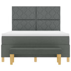 Bäddfjäder med madrass med huvudgavel Mörkgrå 140 x 200 cm tyg