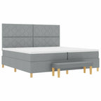 Bäddfjäder med madrass med huvudgavel Ljusgrå 200 x 200 cm tyg