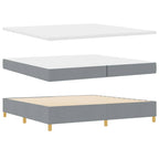 Bäddfjäder med madrass med huvudgavel Ljusgrå 200 x 200 cm tyg