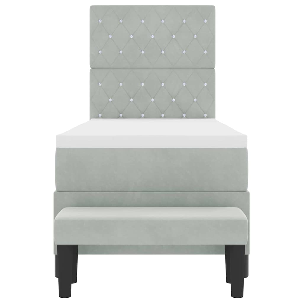 Bäddfjäder med madrass Ljusgrå 80 x 200 cm Sammet