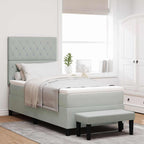 Bäddfjäder med madrass Ljusgrå 100 x 200 cm Sammet