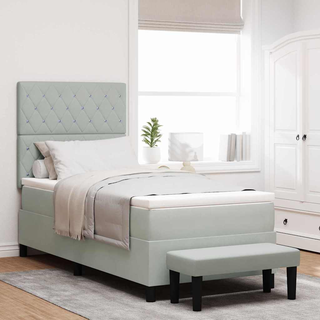 Bäddfjäder med madrass Ljusgrå 100 x 200 cm Sammet