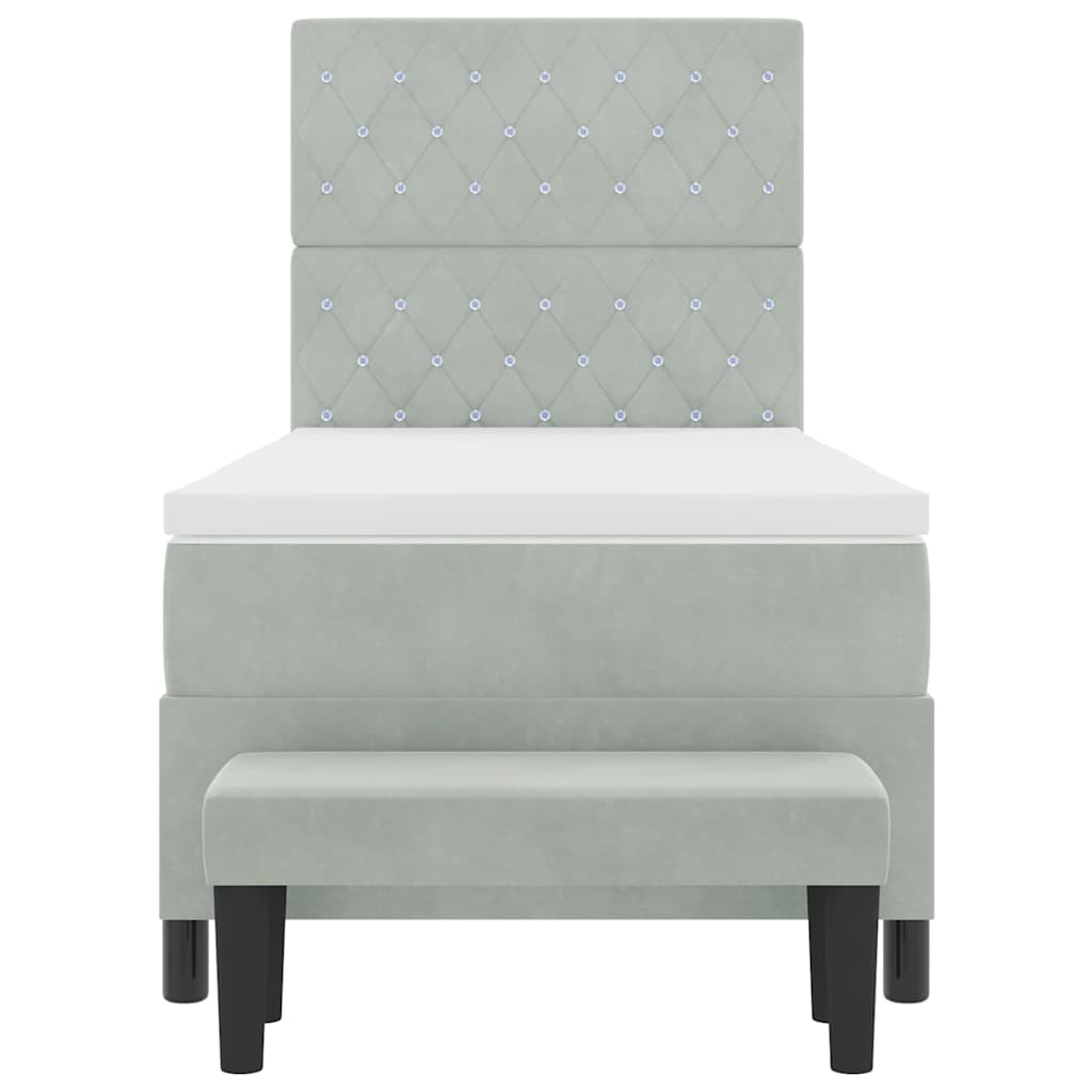 Bäddfjäder med madrass Ljusgrå 100 x 200 cm Sammet