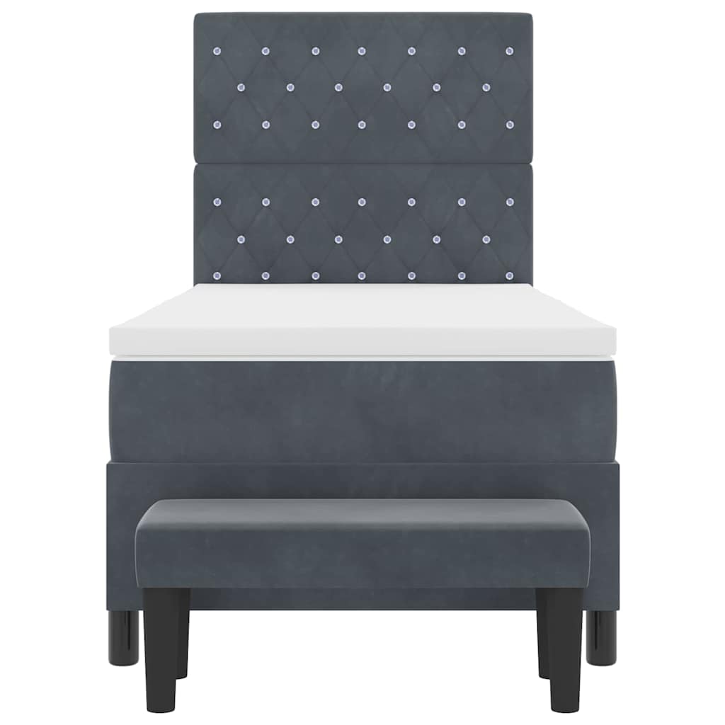 Bäddfjäder med madrass Mörkgrå 100 x 200 cm Sammet