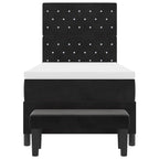 Bäddfjäder med madrass med huvudgavel Svart 100 x 200 cm Sammet