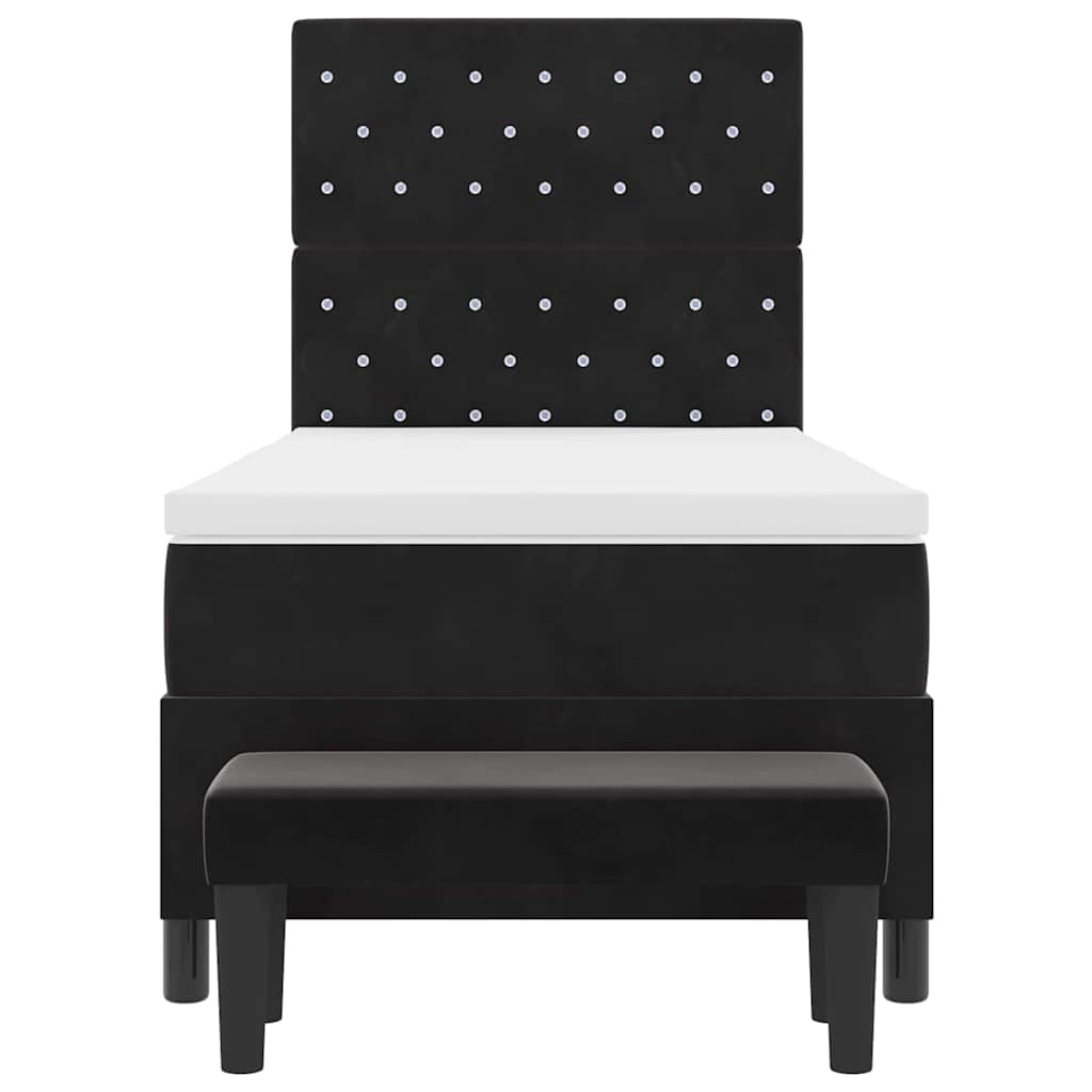 Bäddfjäder med madrass med huvudgavel Svart 100 x 200 cm Sammet