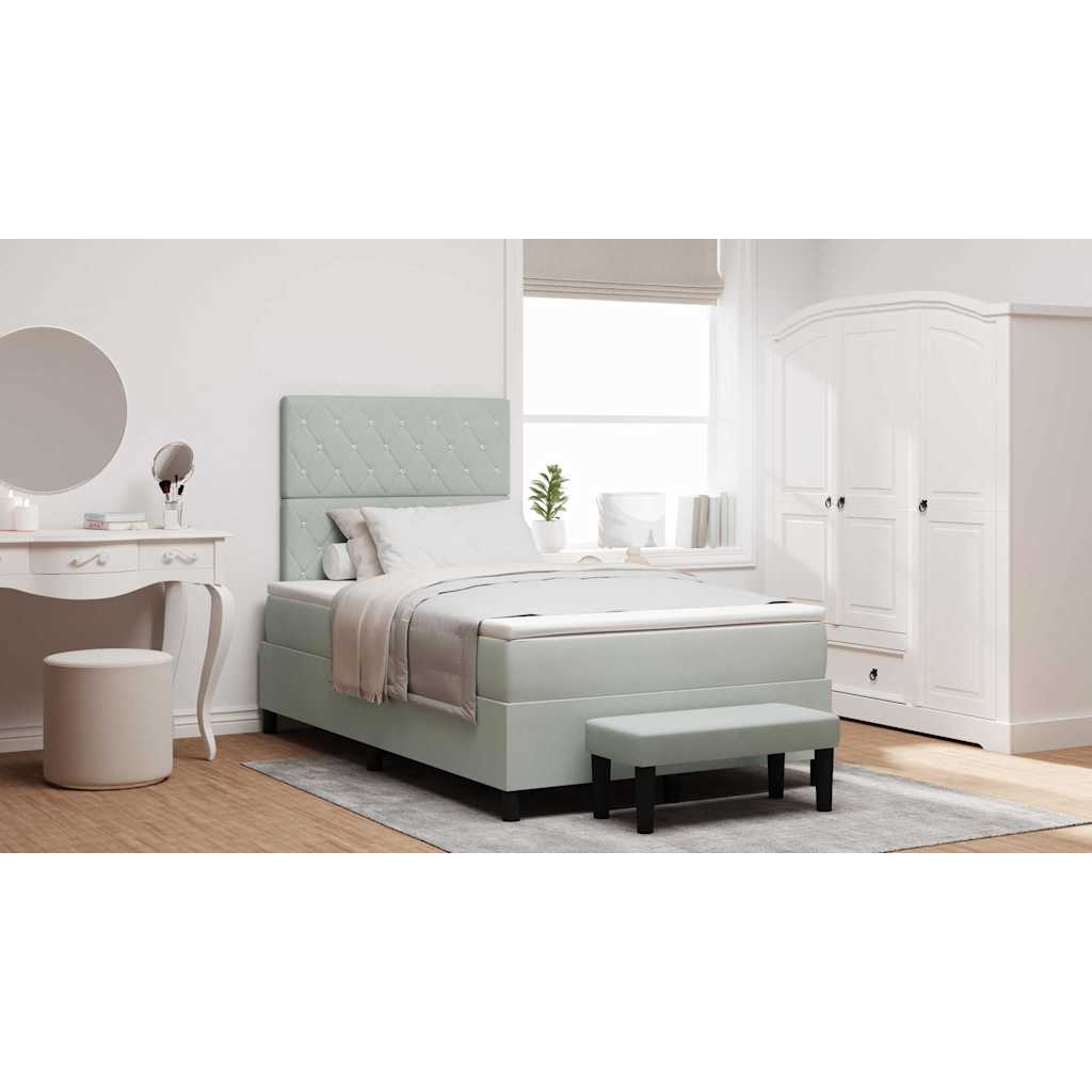 Bäddfjäder med madrass Ljusgrå 120 x 190 cm Sammet