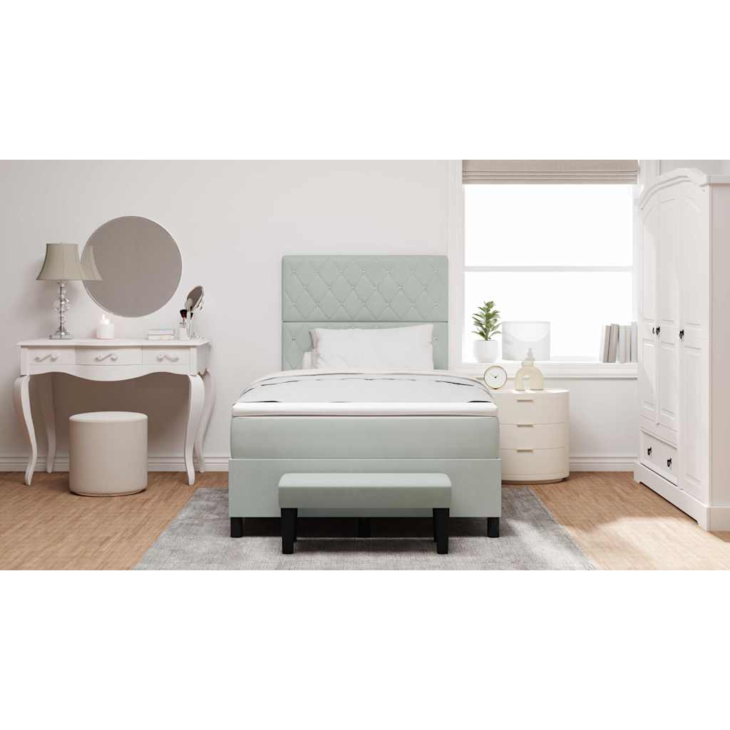 Bäddfjäder med madrass Ljusgrå 120 x 190 cm Sammet