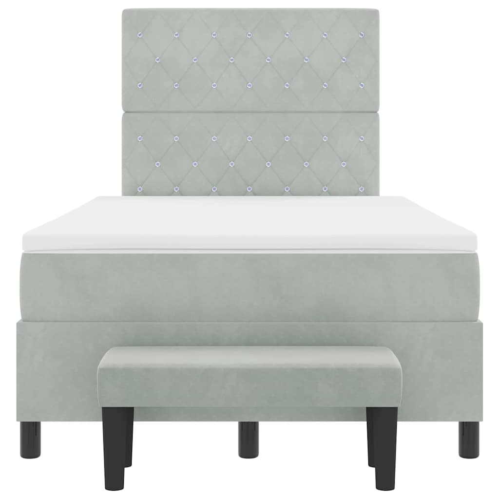 Bäddfjäder med madrass Ljusgrå 120 x 190 cm Sammet