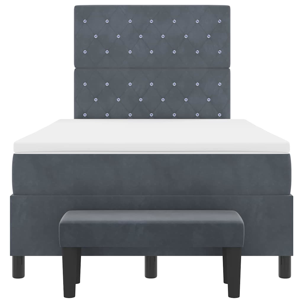 Bäddfjäder med madrass Mörkgrå 120 x 190 cm Sammet