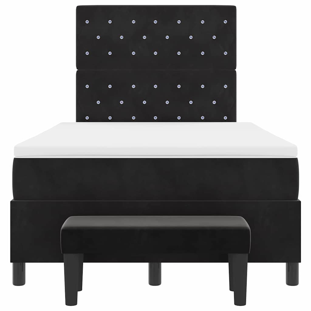 Bäddfjäder med madrass med huvudgavel Svart 120 x 200 cm Sammet