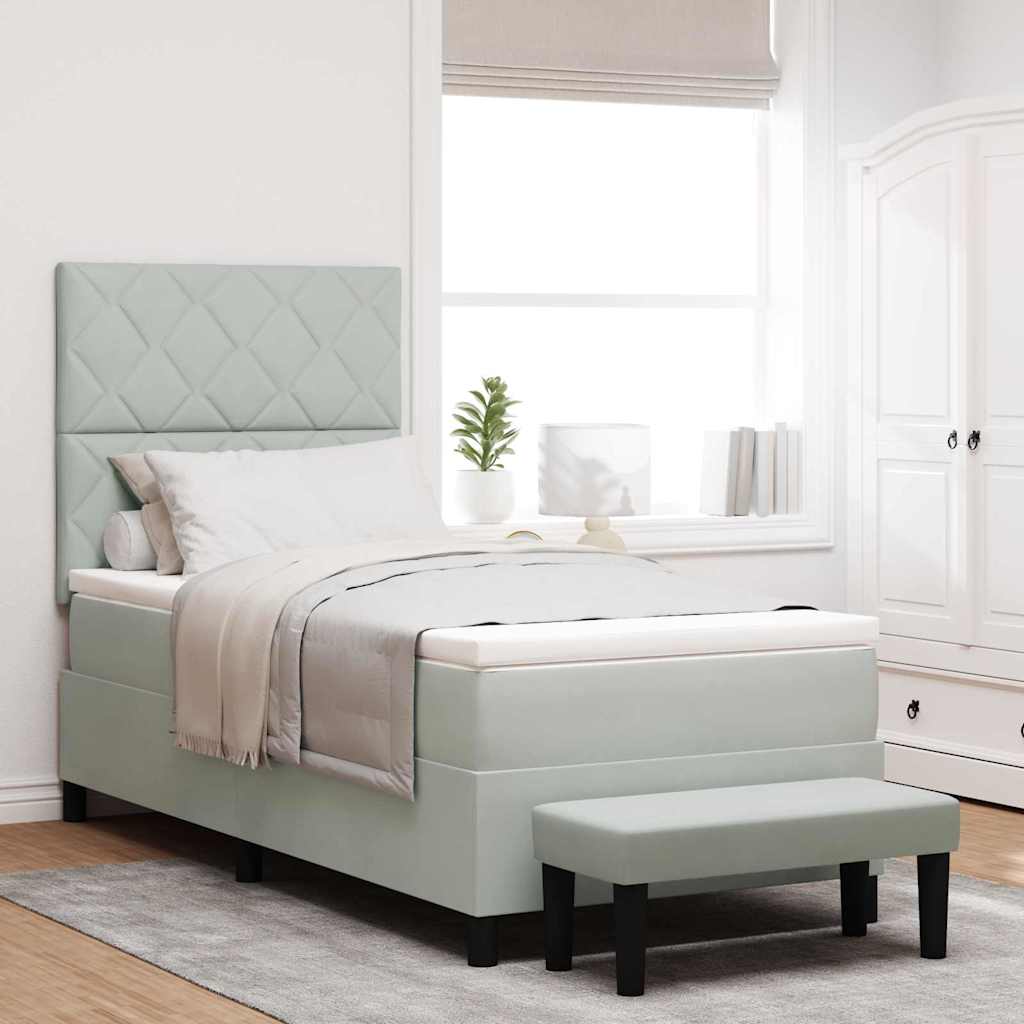 Bäddfjäder med madrass Ljusgrå 100 x 200 cm Sammet