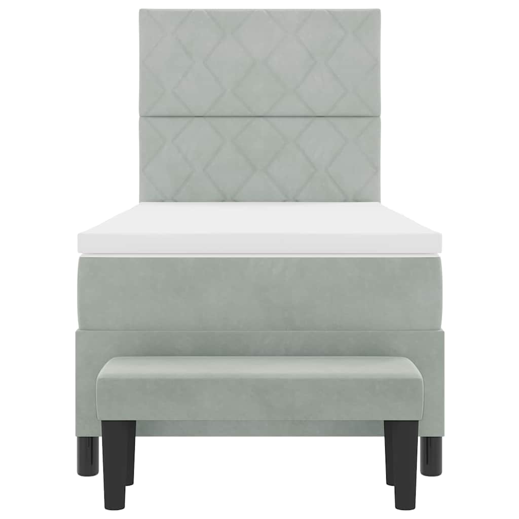 Bäddfjäder med madrass Ljusgrå 100 x 200 cm Sammet