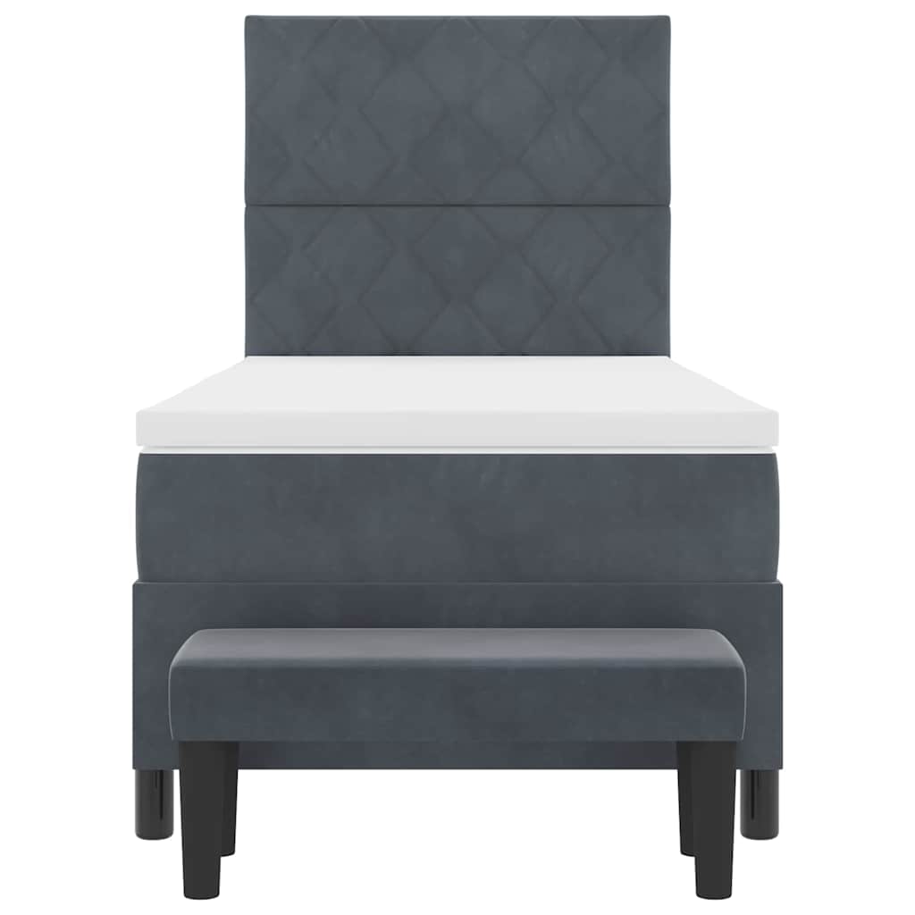 Bäddfjäder med madrass Mörkgrå 100 x 200 cm Sammet