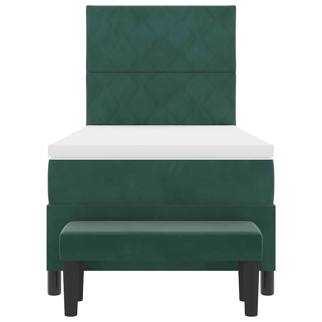 Bäddfjäder med madrass Mörkgrön 100 x 200 cm Sammet