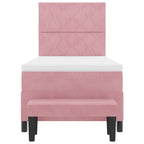 Bäddfjäder med madrass med huvudgavel Rosa 100 x 200 cm Sammet