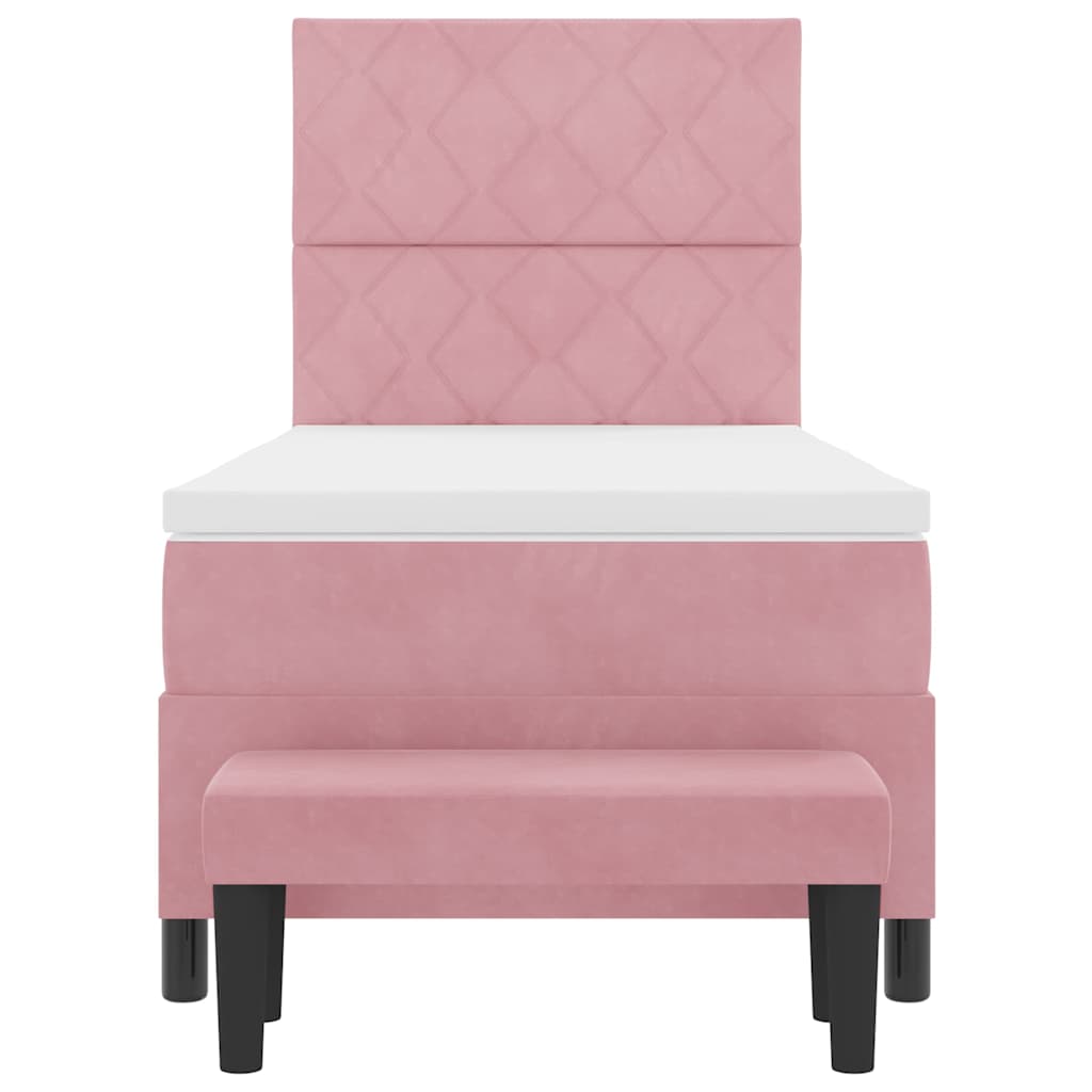 Bäddfjäder med madrass med huvudgavel Rosa 100 x 200 cm Sammet