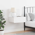 Velrano - Sängbord med låda Vit 44 x 32.5 x 40 cm Massiv furu