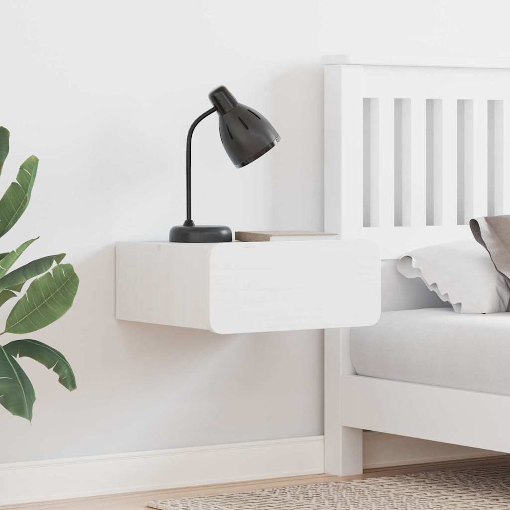 Tavroli - Sängbord med låda Vit 39 x 34 x 16.5 cm Massiv furu