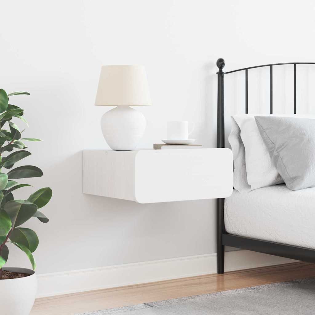 Tavroli - Sängbord med låda Vit 39 x 34 x 16.5 cm Massiv furu