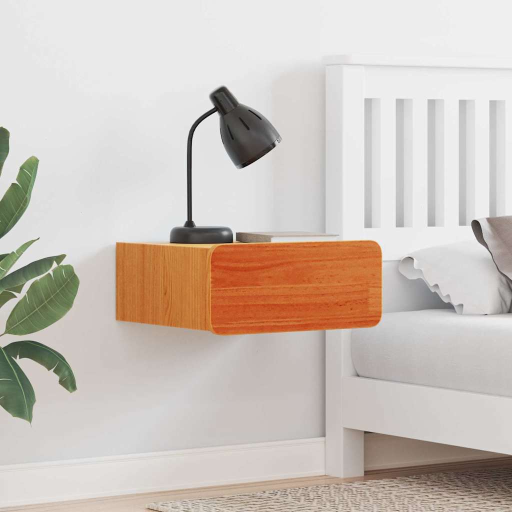 Zorvento - Sängbord med låda Vaxbrun 39 x 34 x 16.5 cm Massiv furu