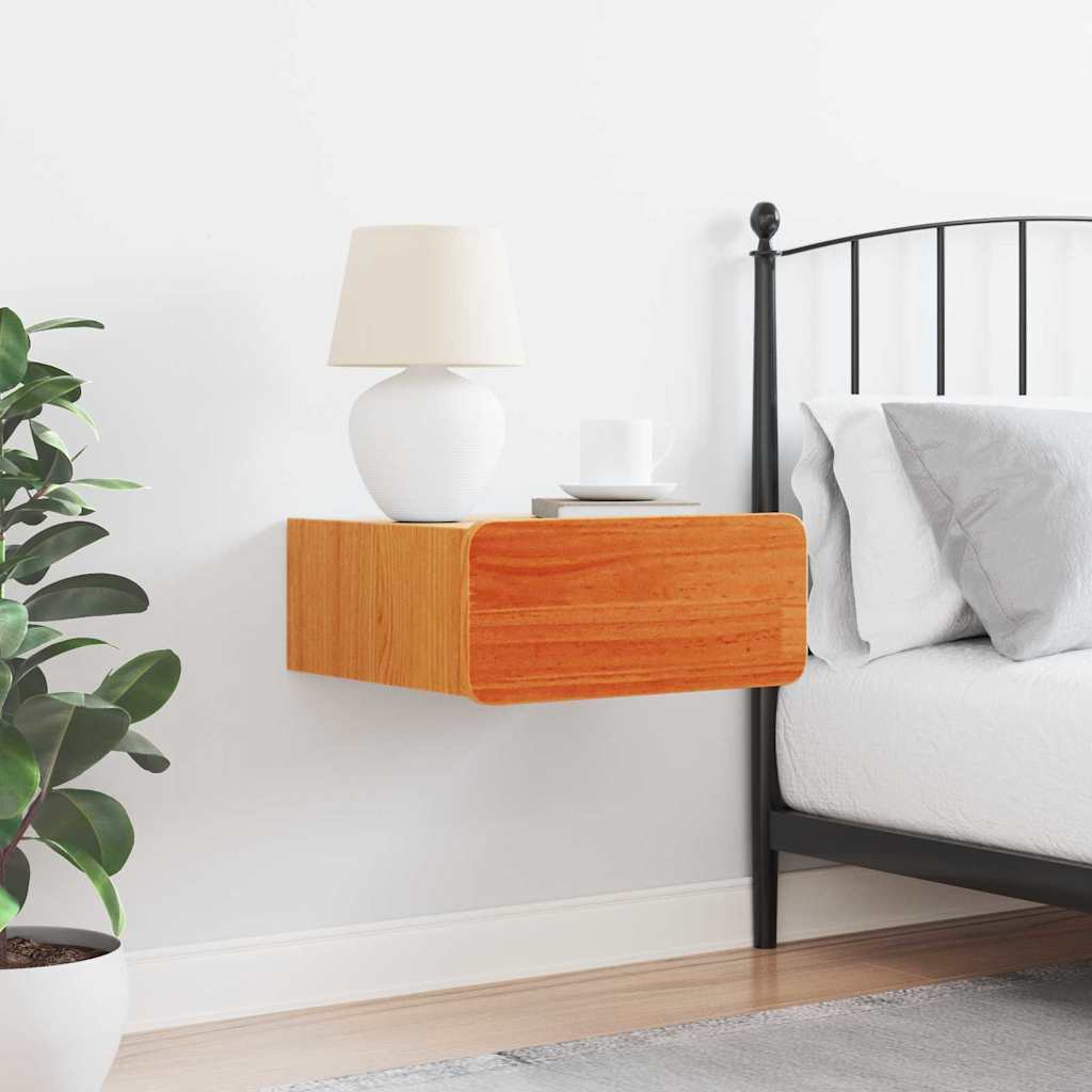 Zorvento - Sängbord med låda Vaxbrun 39 x 34 x 16.5 cm Massiv furu