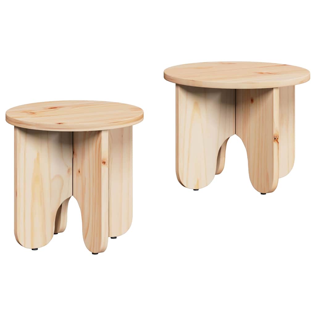 Zolvaron - Kaffeebord 2 pcs Naturfärg 39.5 x 39.5 x 30 cm Massivt tallträ