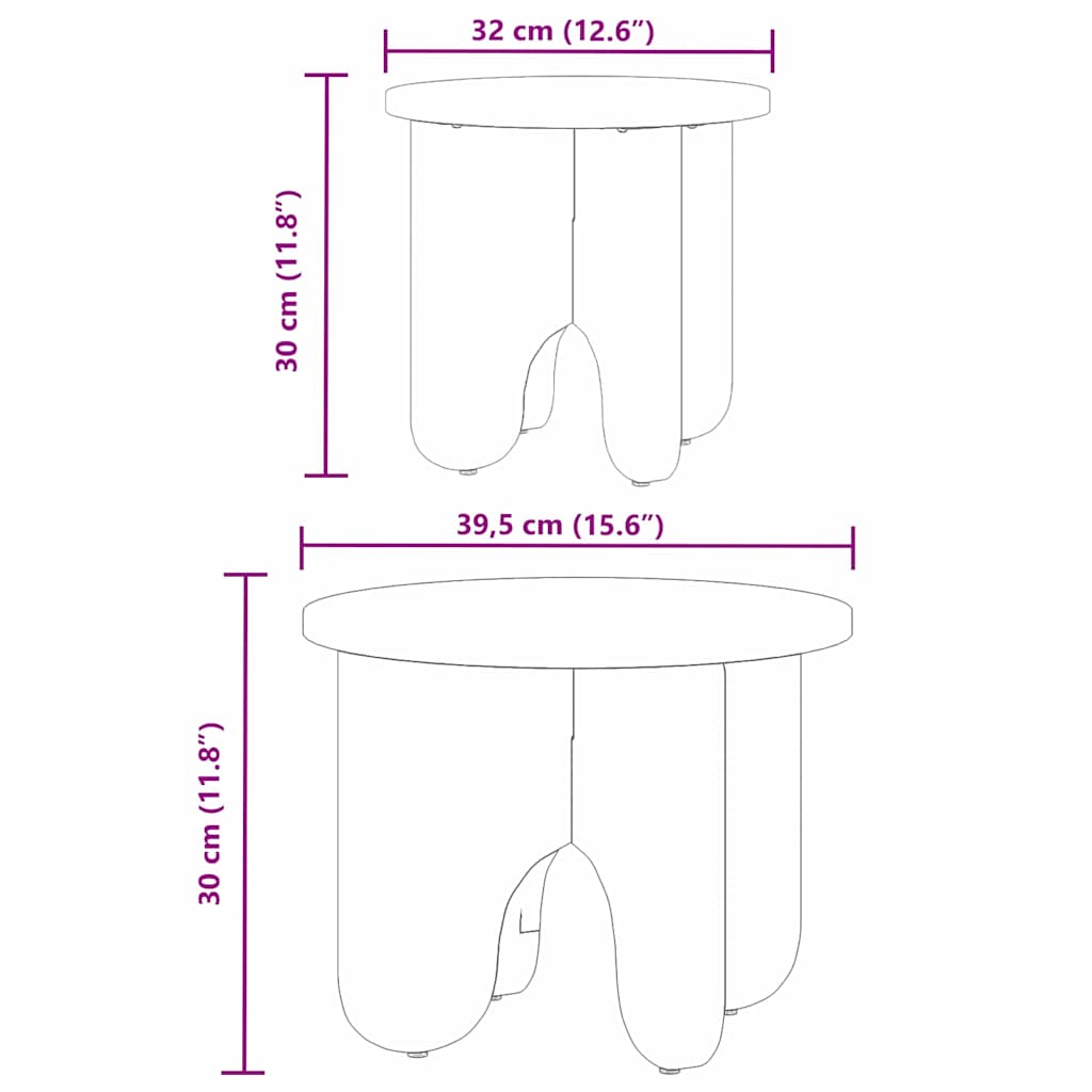 Zolvaron - Kaffeebord 2 pcs Naturfärg 39.5 x 39.5 x 30 cm Massivt tallträ