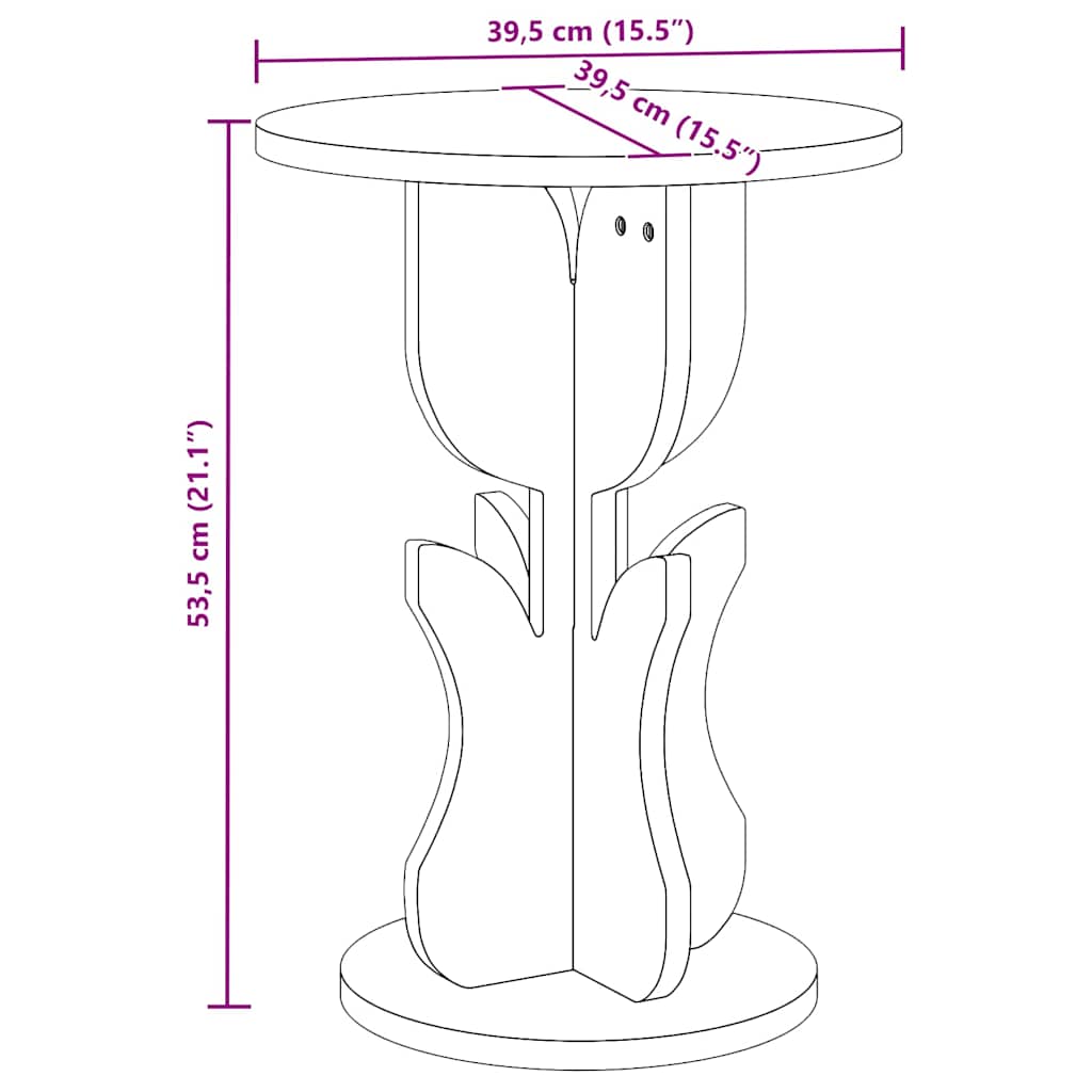Zelvinoir - Sidobord Naturfärg 39.5 x 39.5 x 53.5 cm Massiv furu
