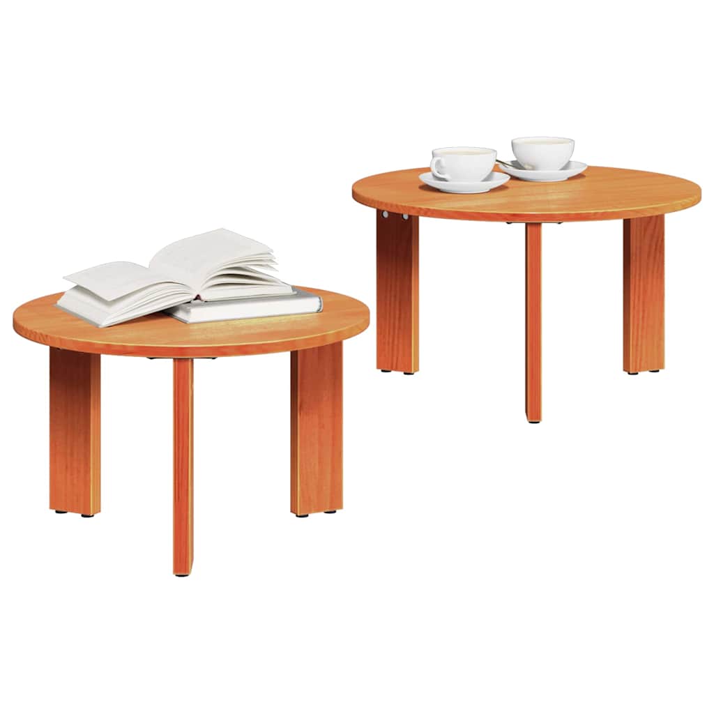 Sarvioro - Kaffeebord 2 pcs Vaxbrun 47.5 x 47.5 x 27 cm Massivt tallträ
