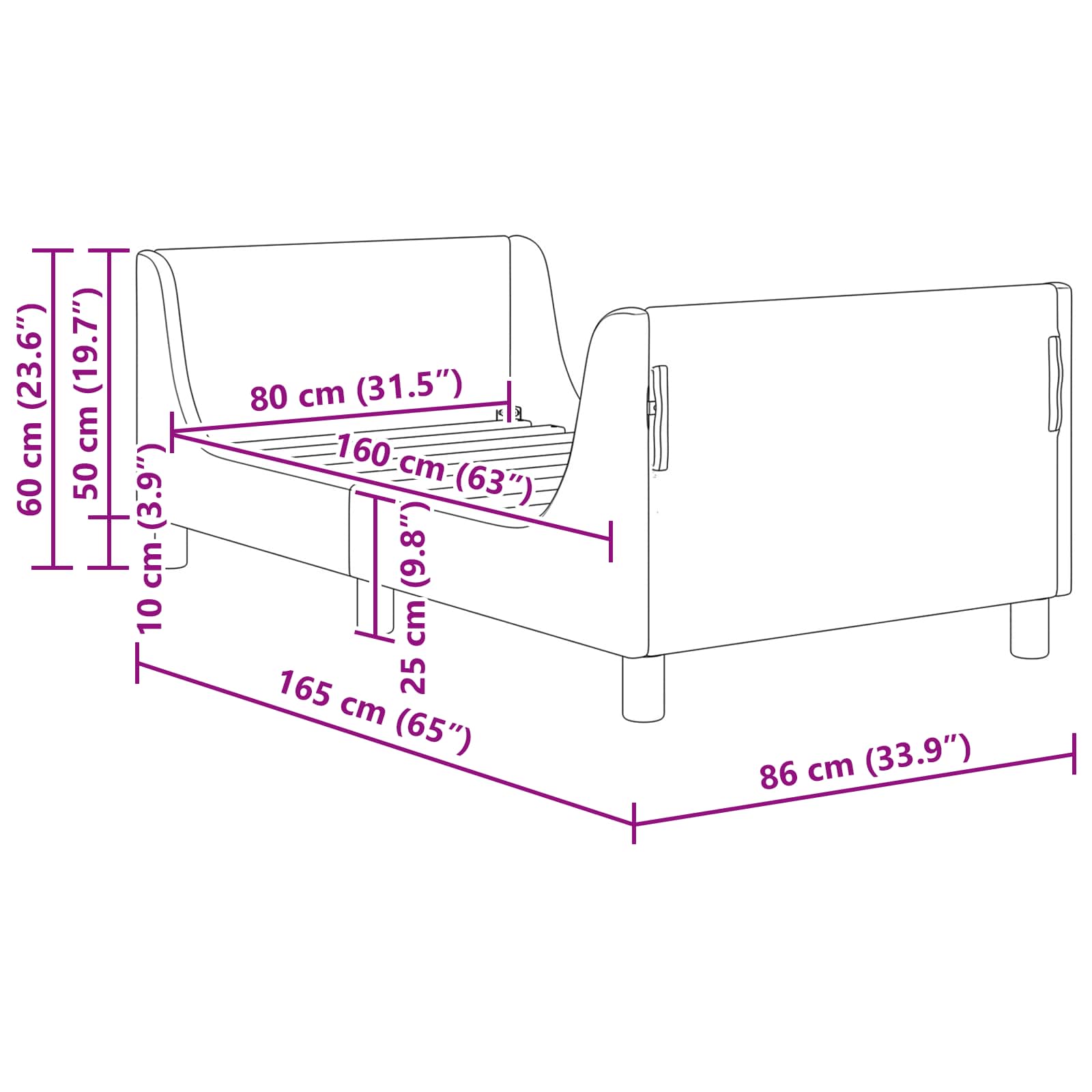 Barnsängram med sänggavel Kräm 80 x 160 cm Sjöfåls tyg