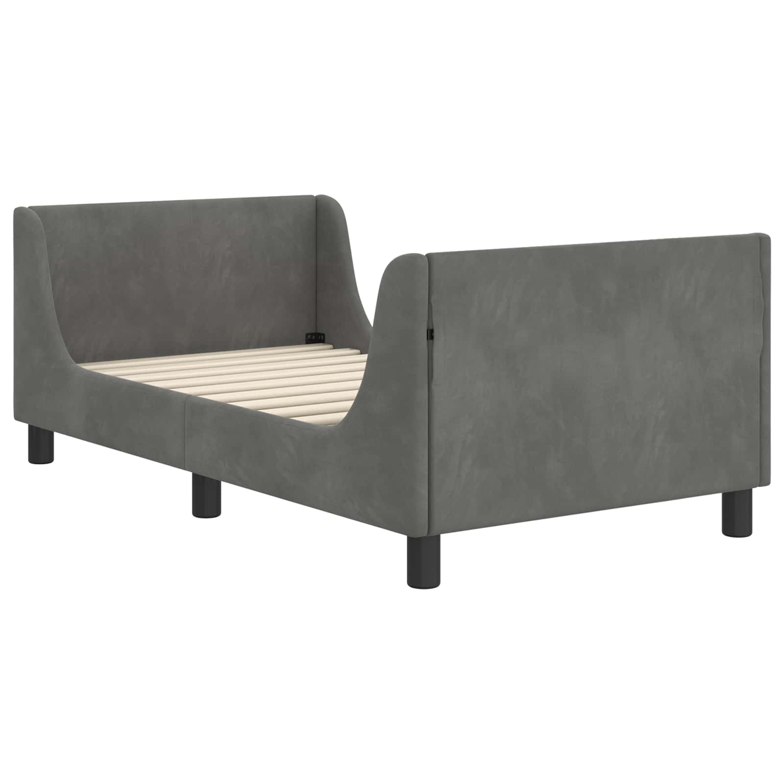 Barnsängram med sänggavel Mörkgrå 80 x 160 cm Sammet